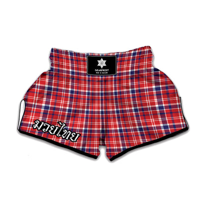 4th of July American Plaid Print Muay Thai Boxing Shorts