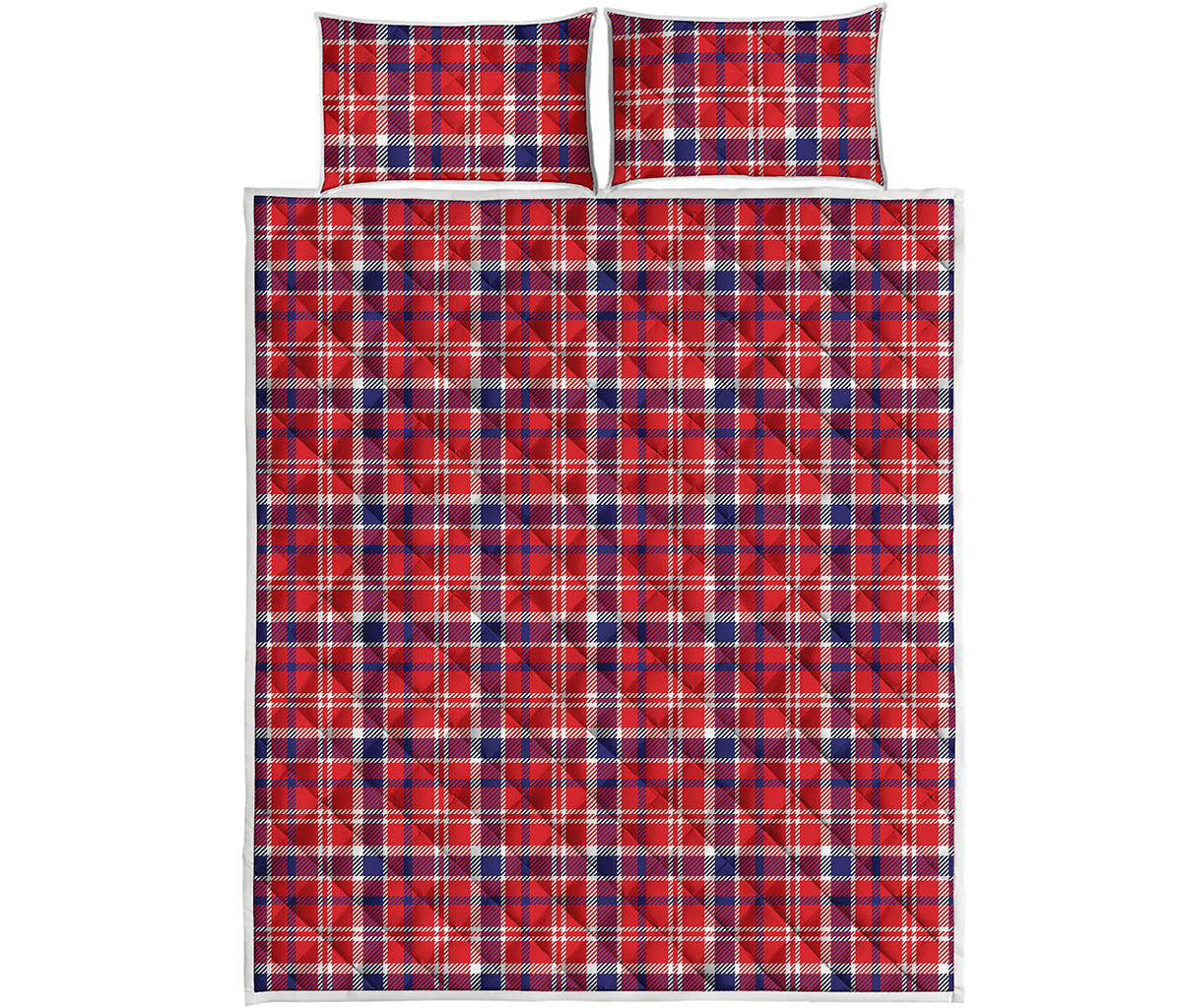 4th of July American Plaid Print Quilt Bed Set