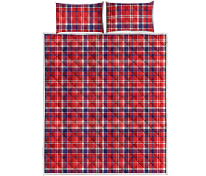 4th of July American Plaid Print Quilt Bed Set