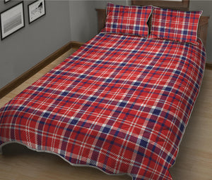 4th of July American Plaid Print Quilt Bed Set