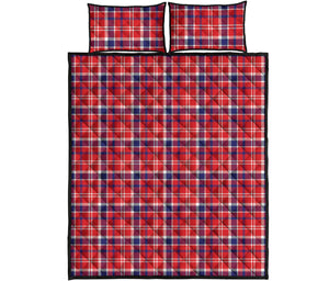 4th of July American Plaid Print Quilt Bed Set