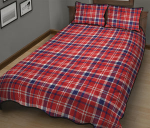 4th of July American Plaid Print Quilt Bed Set