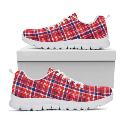 4th of July American Plaid Print White Sneakers