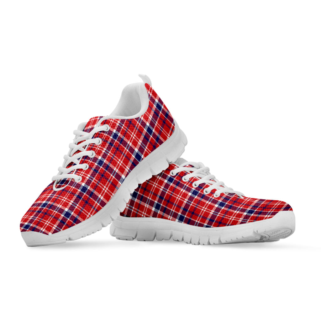 4th of July American Plaid Print White Sneakers
