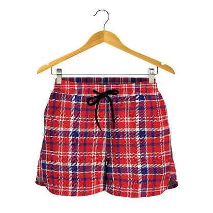 4th of July American Plaid Print Women's Shorts