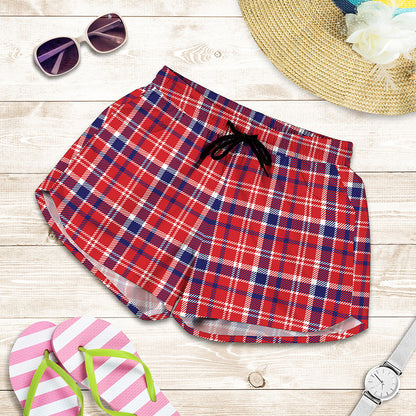 4th of July American Plaid Print Women's Shorts