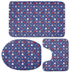 4th of July American Star Pattern Print 3 Piece Bath Mat Set