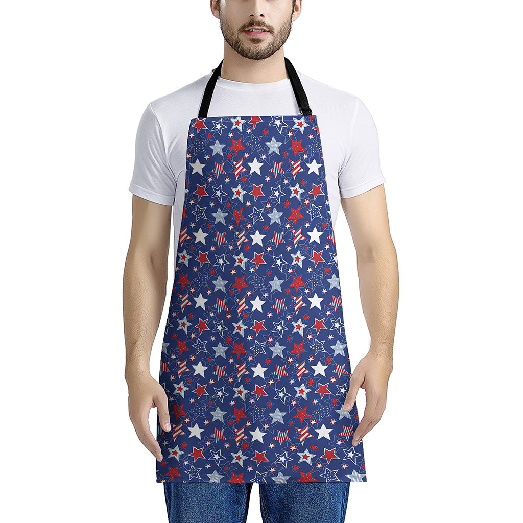 4th of July American Star Pattern Print Apron