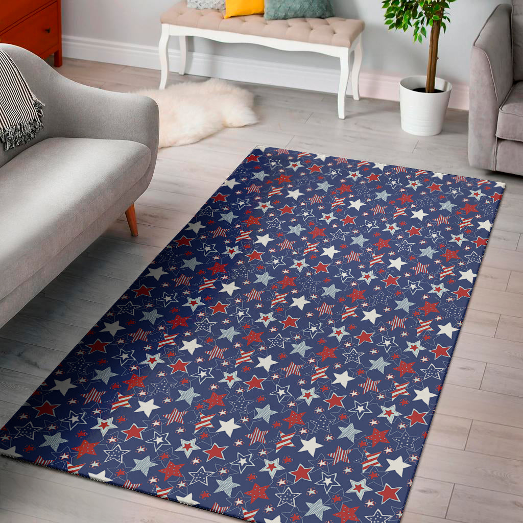 4th of July American Star Pattern Print Area Rug