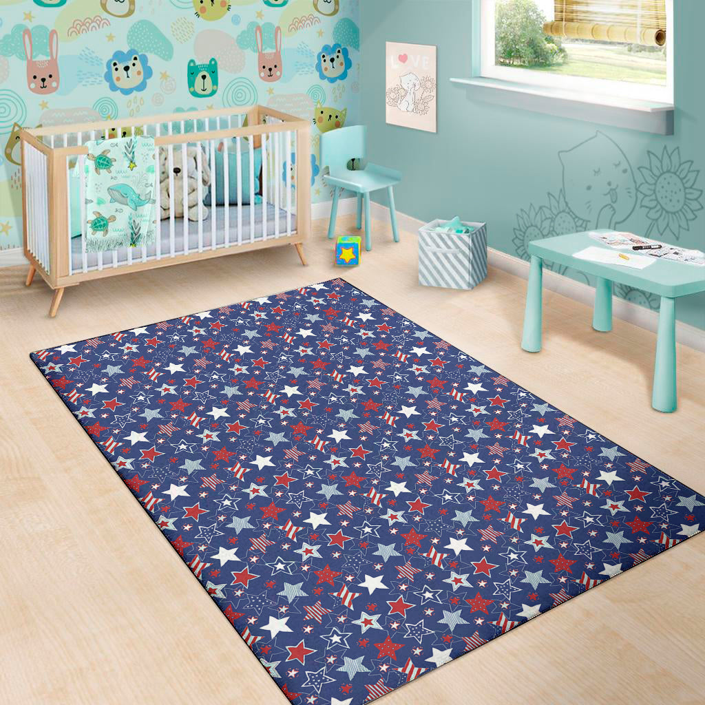 4th of July American Star Pattern Print Area Rug