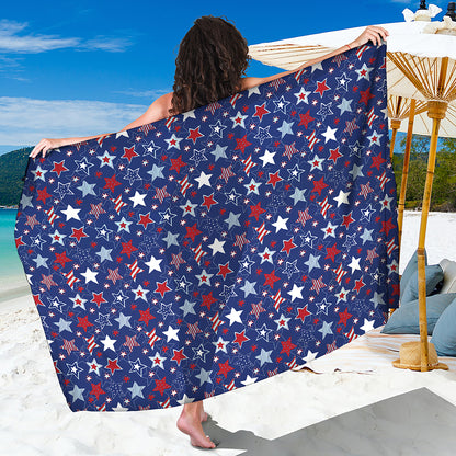 4th of July American Star Pattern Print Beach Sarong Wrap