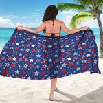 4th of July American Star Pattern Print Beach Sarong Wrap