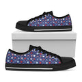 4th of July American Star Pattern Print Black Low Top Sneakers