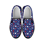 4th of July American Star Pattern Print Black Slip On Shoes