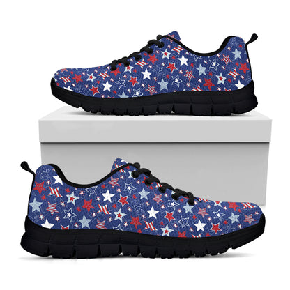 4th of July American Star Pattern Print Black Sneakers