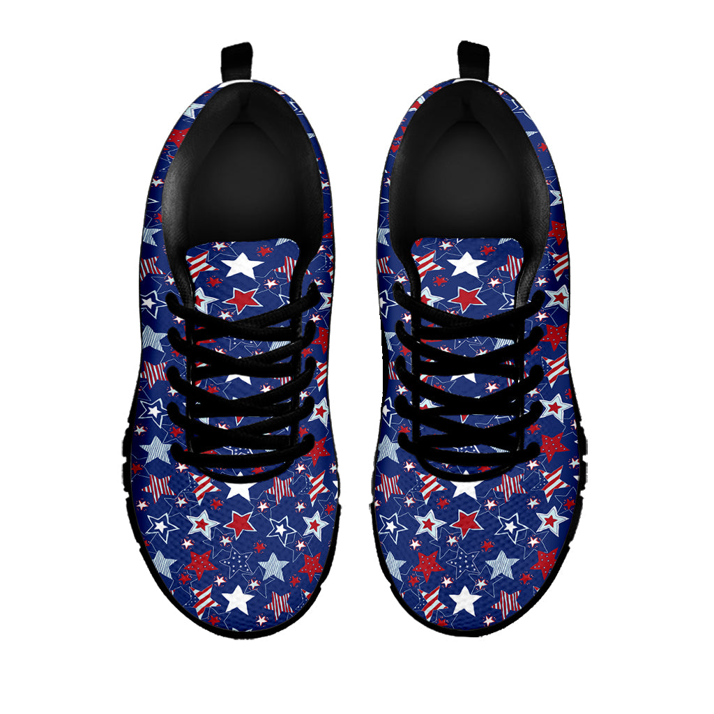 4th of July American Star Pattern Print Black Sneakers