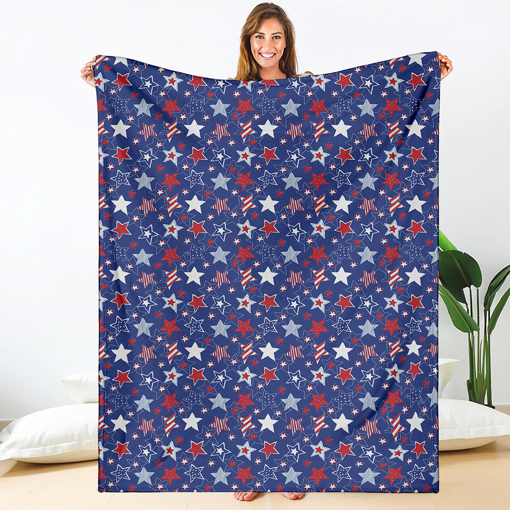 4th of July American Star Pattern Print Blanket