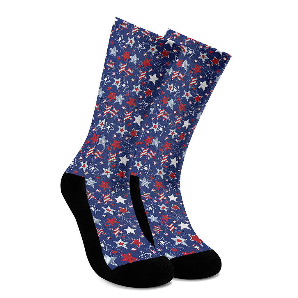 4th of July American Star Pattern Print Crew Socks