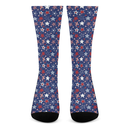 4th of July American Star Pattern Print Crew Socks