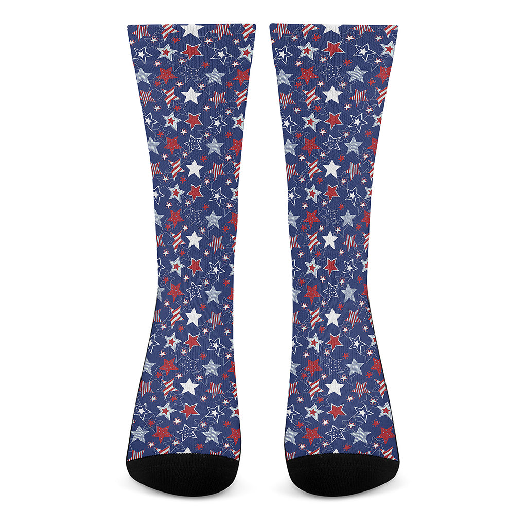 4th of July American Star Pattern Print Crew Socks