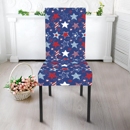 4th of July American Star Pattern Print Dining Chair Slipcover