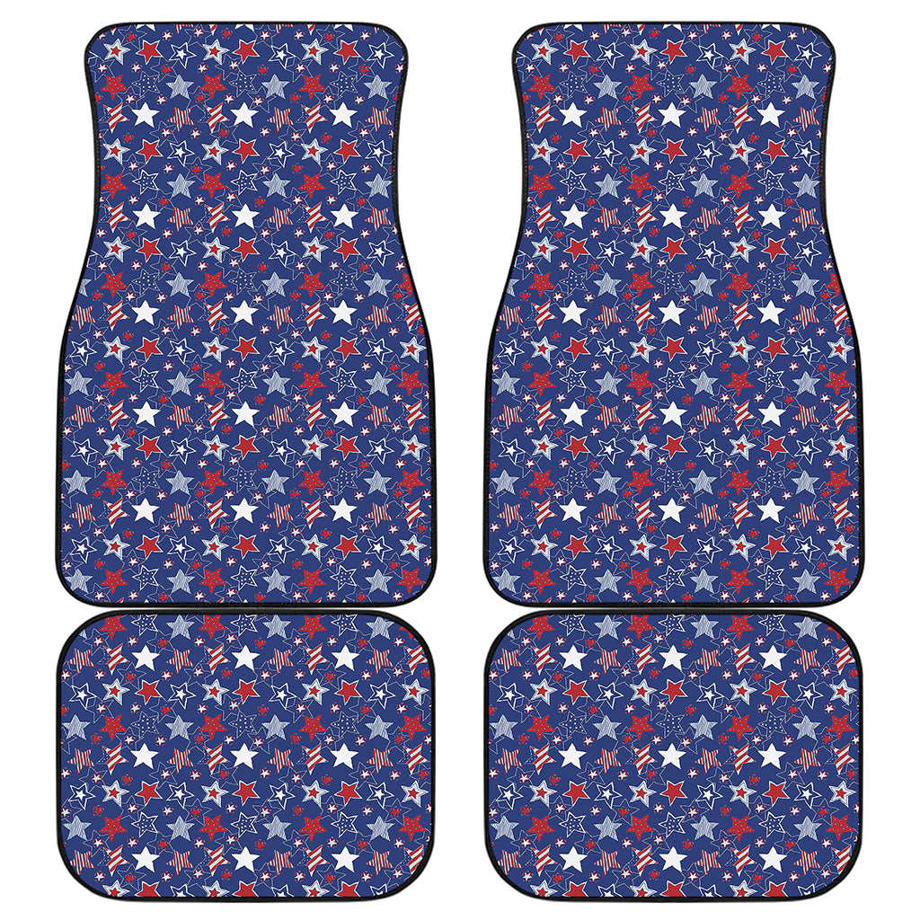 4th of July American Star Pattern Print Front and Back Car Floor Mats