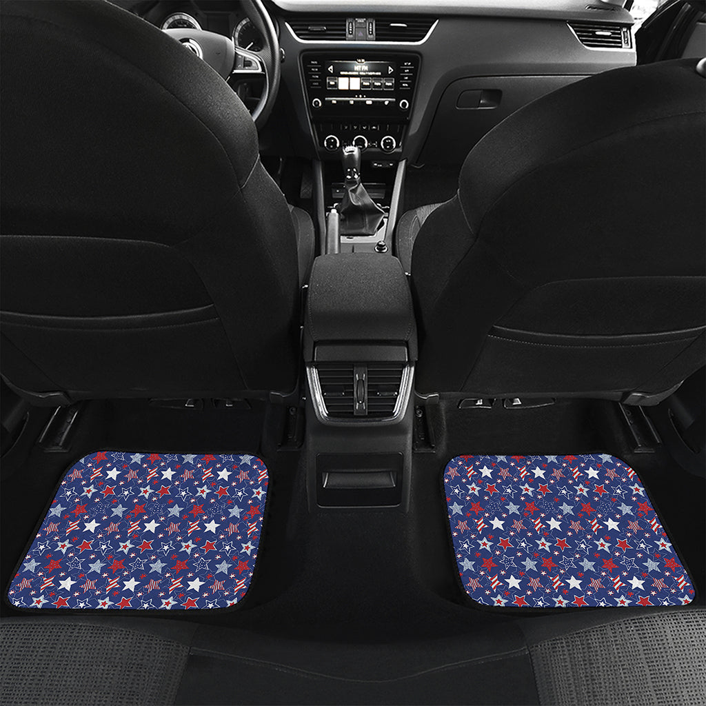 4th of July American Star Pattern Print Front and Back Car Floor Mats