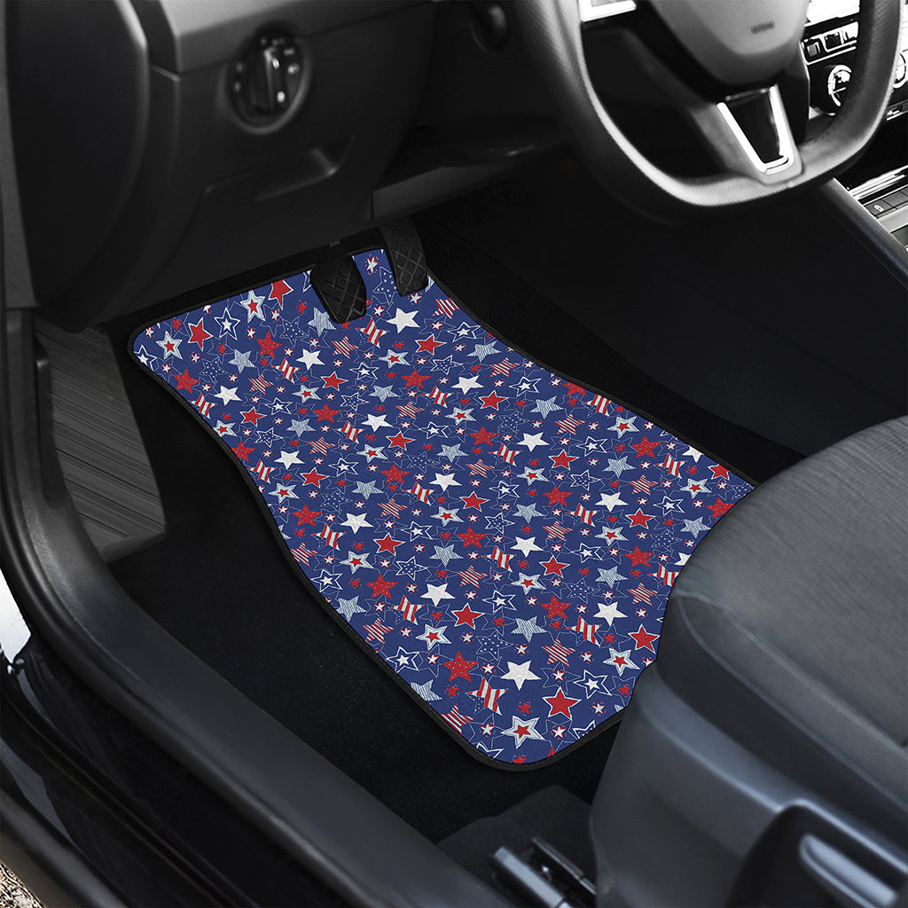 4th of July American Star Pattern Print Front and Back Car Floor Mats