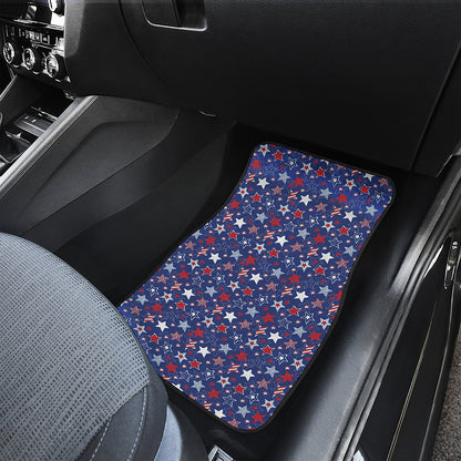 4th of July American Star Pattern Print Front and Back Car Floor Mats
