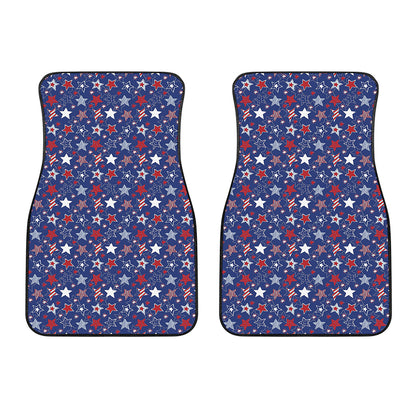 4th of July American Star Pattern Print Front Car Floor Mats