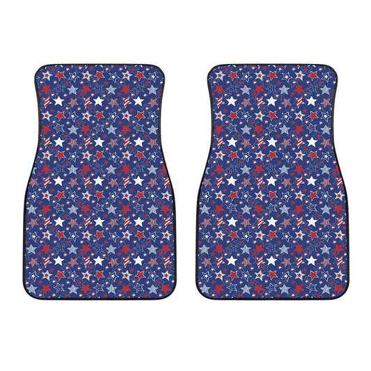 4th of July American Star Pattern Print Front Car Floor Mats