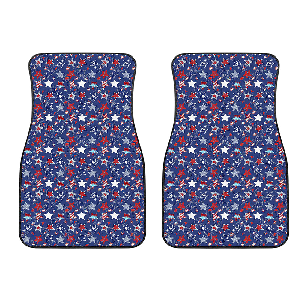 4th of July American Star Pattern Print Front Car Floor Mats