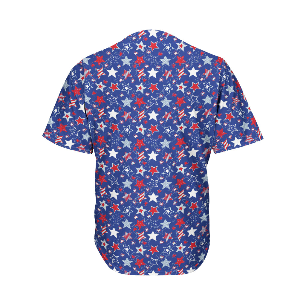 4th of July American Star Pattern Print Men's Baseball Jersey