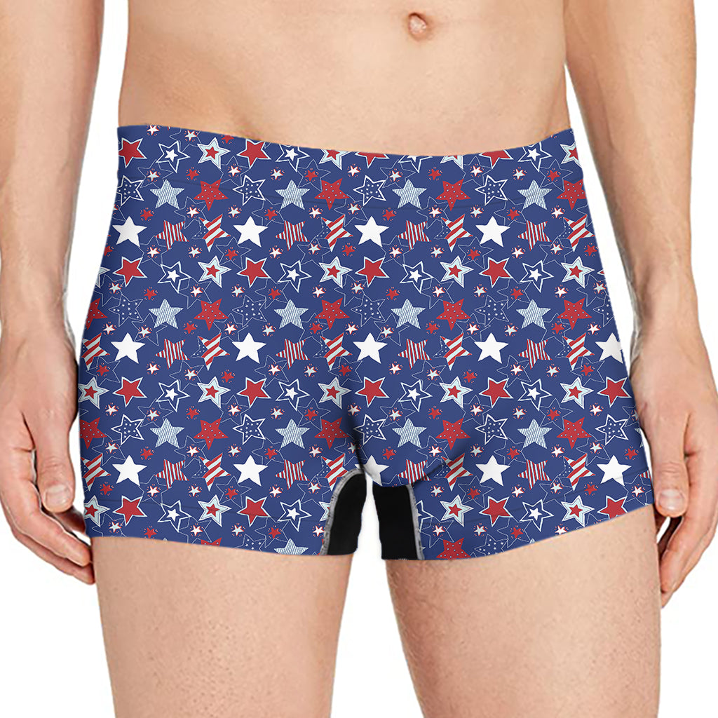 4th of July American Star Pattern Print Men's Boxer Briefs