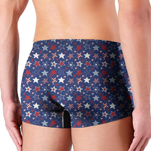 4th of July American Star Pattern Print Men's Boxer Briefs