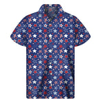 4th of July American Star Pattern Print Men's Short Sleeve Shirt