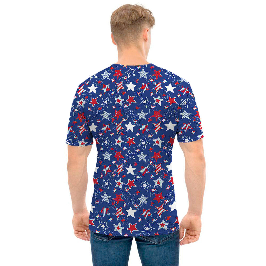 4th of July American Star Pattern Print Men's T-Shirt