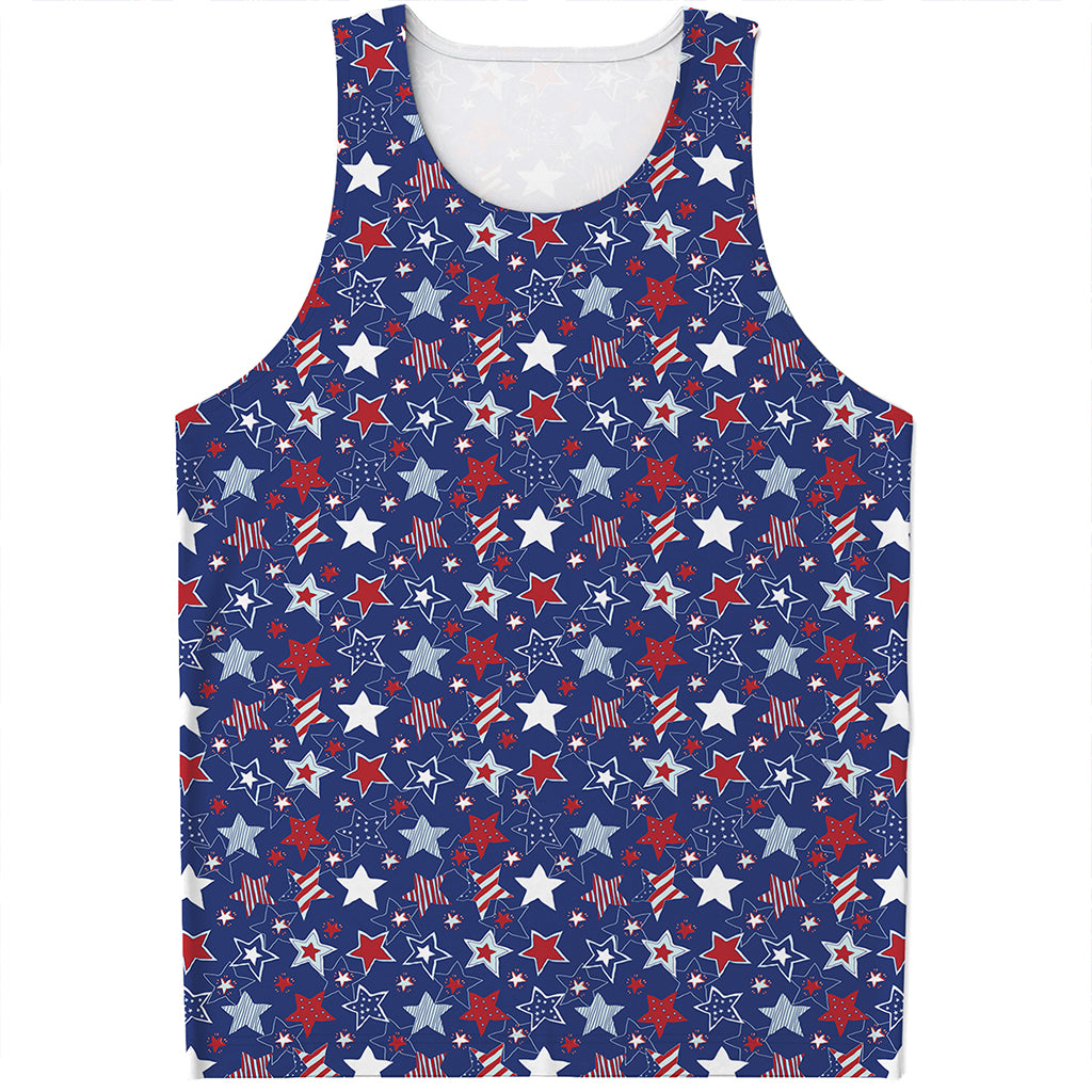 4th of July American Star Pattern Print Men's Tank Top