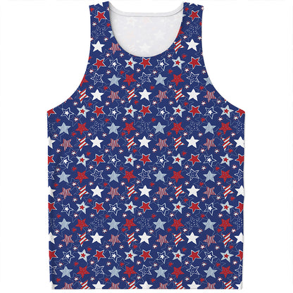 4th of July American Star Pattern Print Men's Tank Top