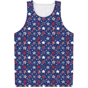 4th of July American Star Pattern Print Men's Tank Top