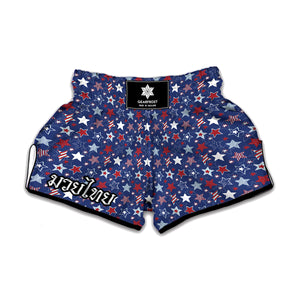 4th of July American Star Pattern Print Muay Thai Boxing Shorts