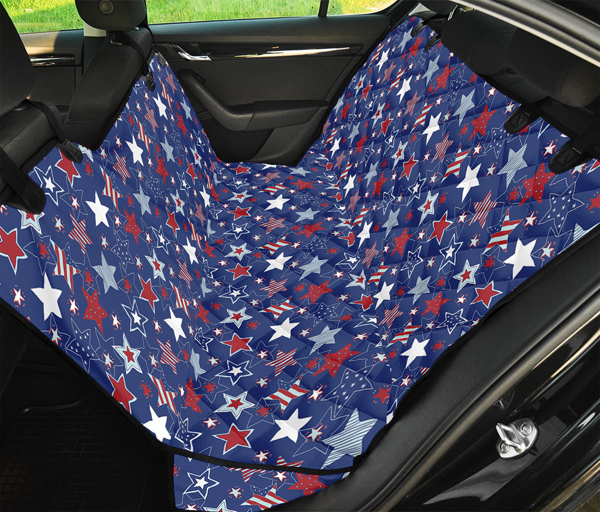 4th of July American Star Pattern Print Pet Car Back Seat Cover