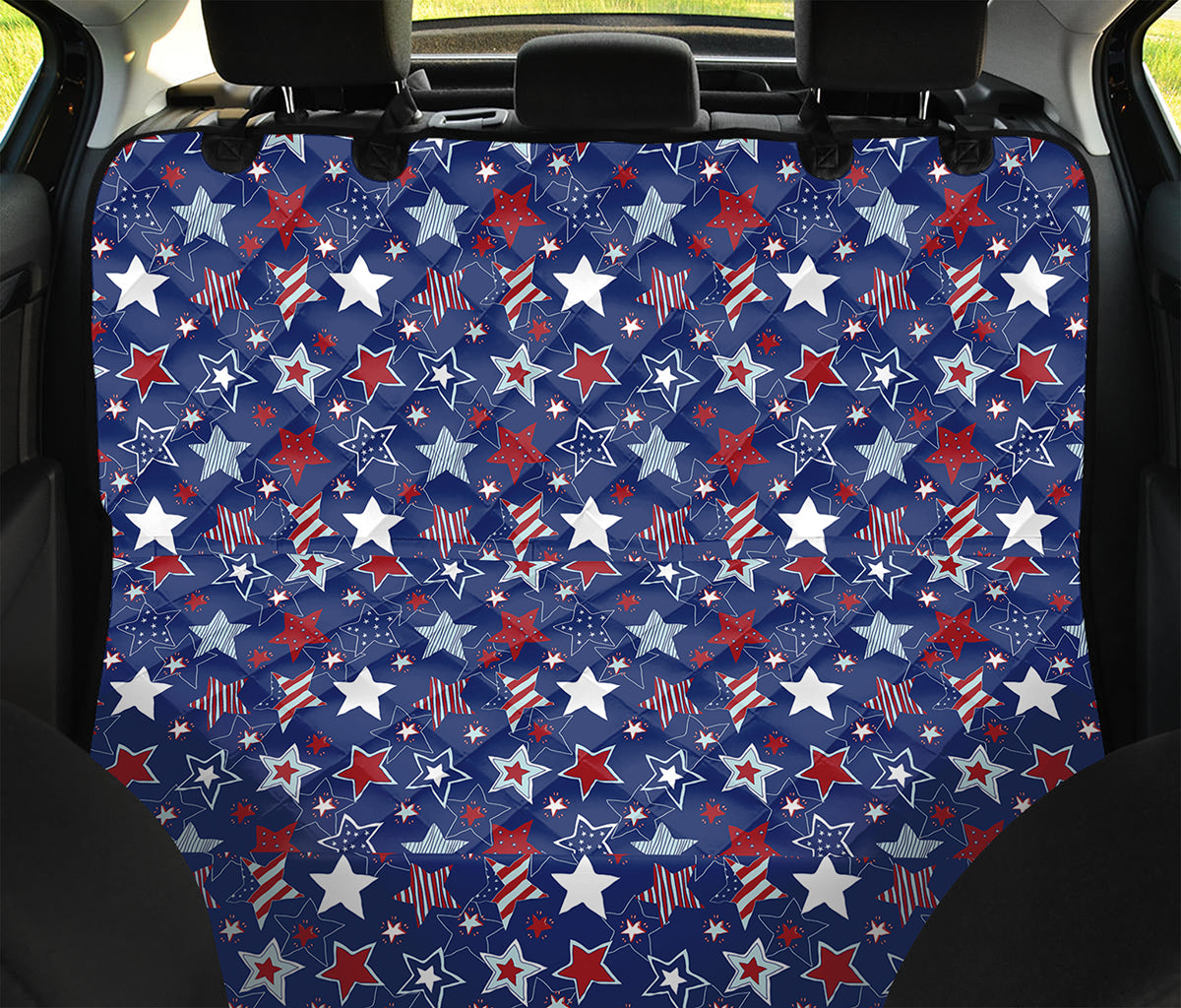 4th of July American Star Pattern Print Pet Car Back Seat Cover