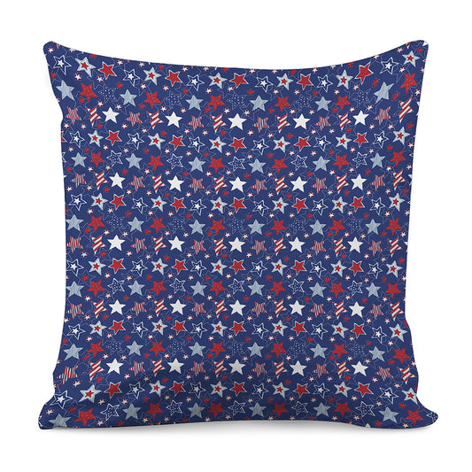 4th of July American Star Pattern Print Pillow Cover