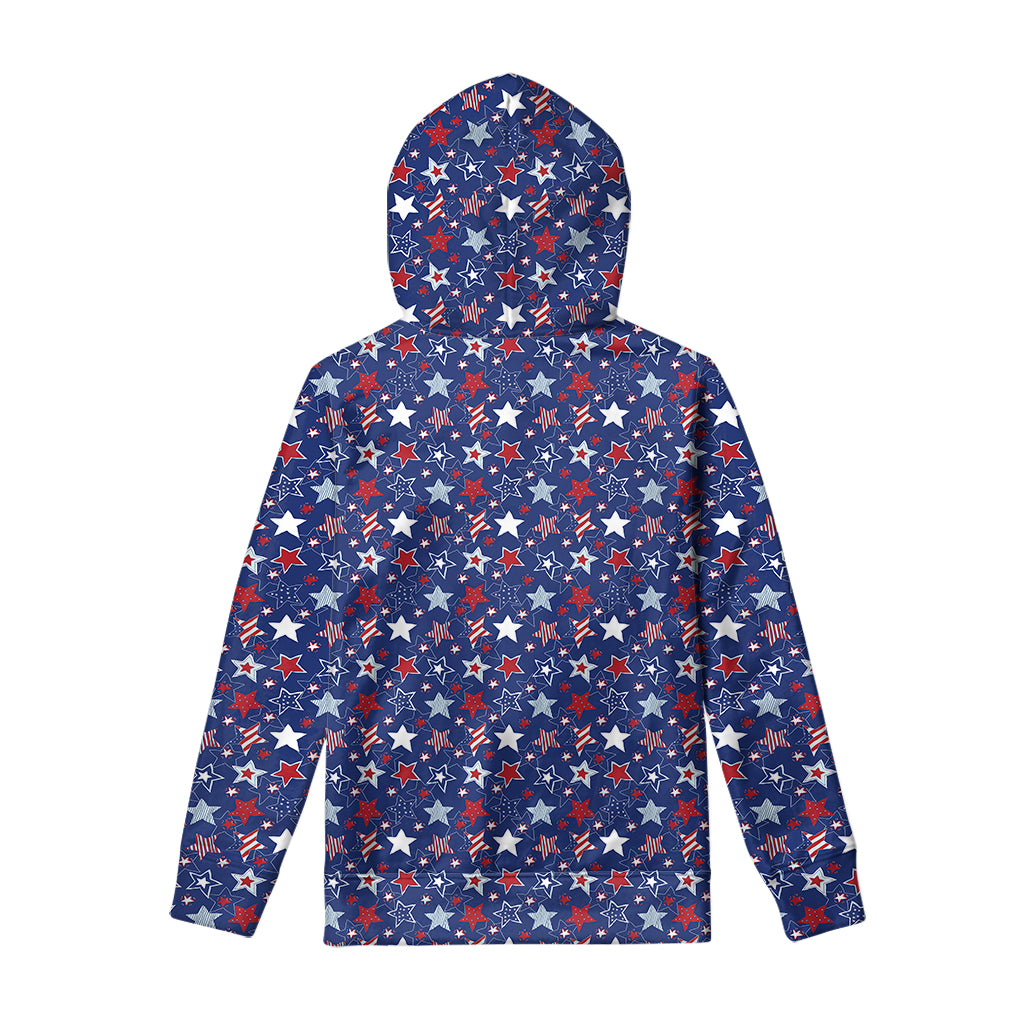 4th of July American Star Pattern Print Pullover Hoodie