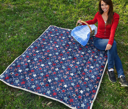 4th of July American Star Pattern Print Quilt