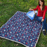4th of July American Star Pattern Print Quilt