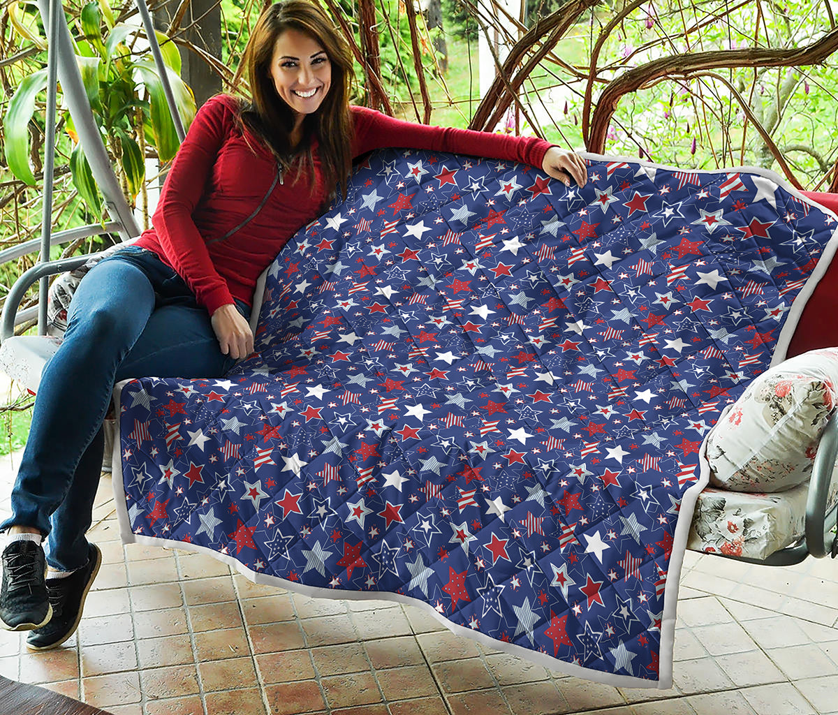 4th of July American Star Pattern Print Quilt