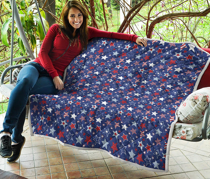 4th of July American Star Pattern Print Quilt