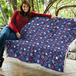 4th of July American Star Pattern Print Quilt